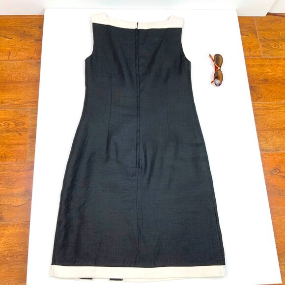 Richie Freeman for Teri Jon Black /White Linen Sheath Dress Retro Sz 8 - Picture 14 of 16